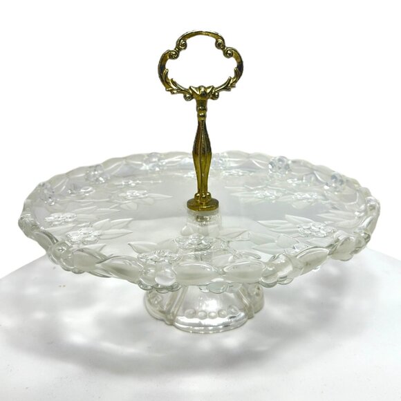 Mikasa Carmen Center Handle Pedestal Glass Serving Tray 10.25" W x 8" H - Picture 3 of 7